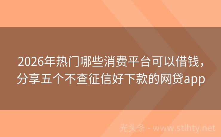 2026年热门哪些消费平台可以借钱，分享五个不查征信好下款的网贷app
