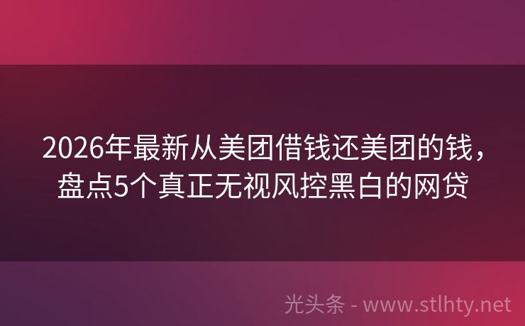 2026年最新从美团借钱还美团的钱，盘点5个真正无视风控黑白的网贷