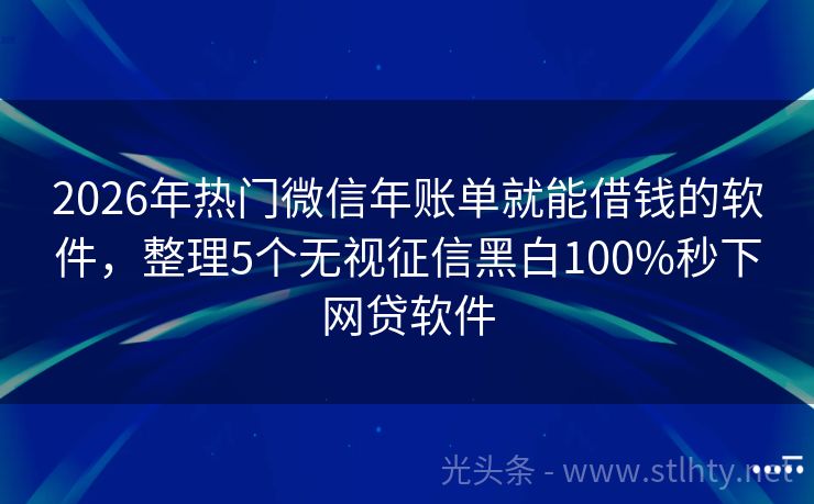 2026年热门微信年账单就能借钱的软件，整理5个无视征信黑白100%秒下网贷软件