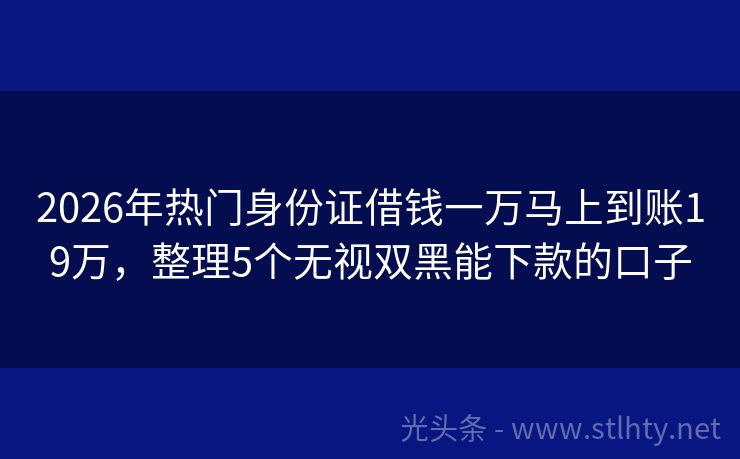 2026年热门身份证借钱一万马上到账19万，整理5个无视双黑能下款的口子