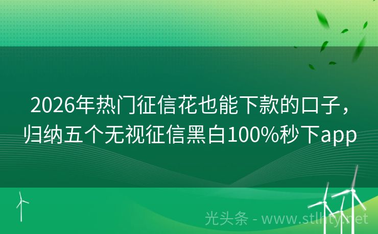2026年热门征信花也能下款的口子，归纳五个无视征信黑白100%秒下app