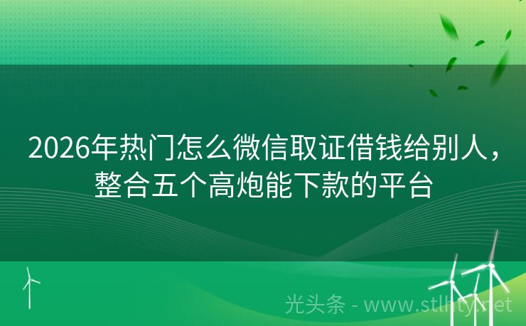 2026年热门怎么微信取证借钱给别人，整合五个高炮能下款的平台