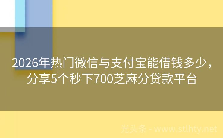 2026年热门微信与支付宝能借钱多少，分享5个秒下700芝麻分贷款平台