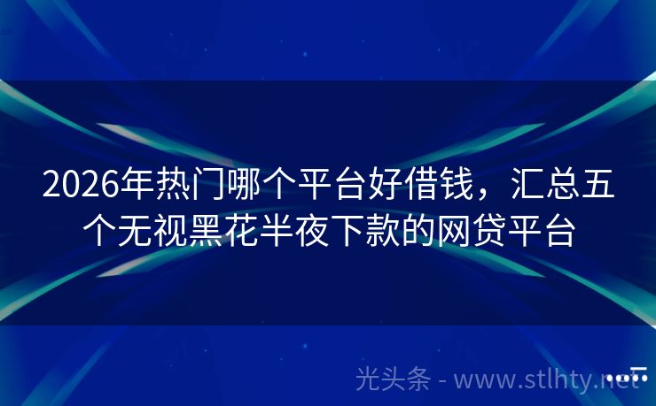 2026年热门哪个平台好借钱，汇总五个无视黑花半夜下款的网贷平台