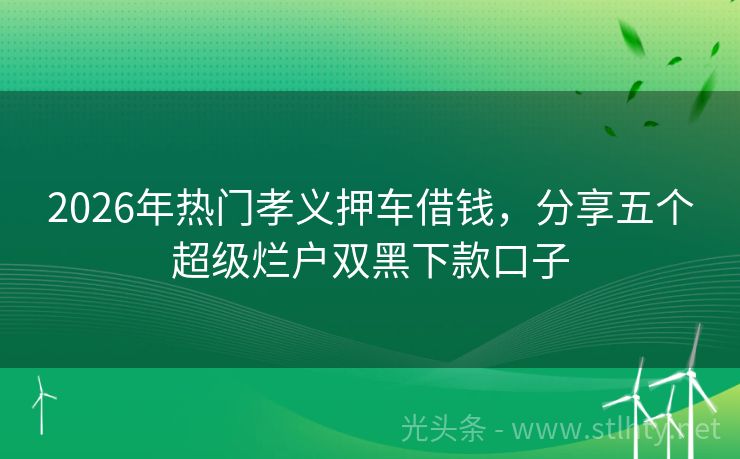 2026年热门孝义押车借钱，分享五个超级烂户双黑下款口子