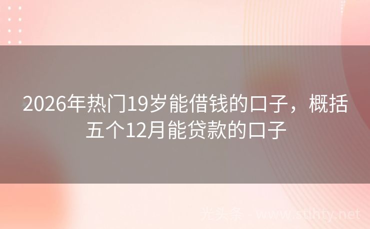 2026年热门19岁能借钱的口子，概括五个12月能贷款的口子