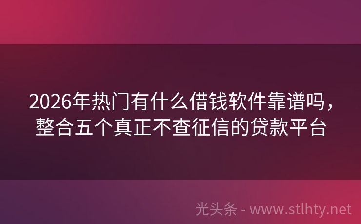 2026年热门有什么借钱软件靠谱吗，整合五个真正不查征信的贷款平台