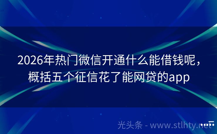 2026年热门微信开通什么能借钱呢，概括五个征信花了能网贷的app