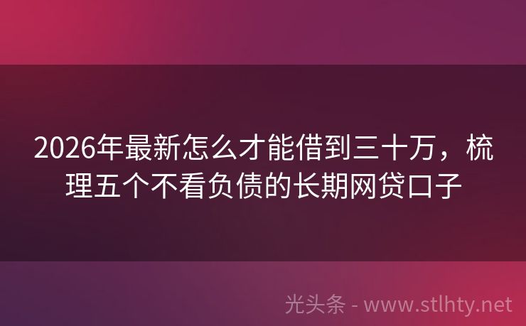 2026年最新怎么才能借到三十万，梳理五个不看负债的长期网贷口子