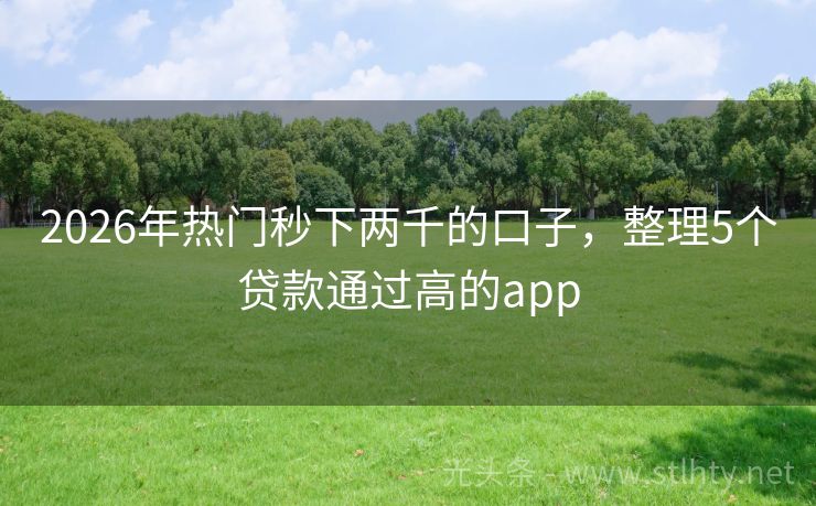 2026年热门秒下两千的口子，整理5个贷款通过高的app