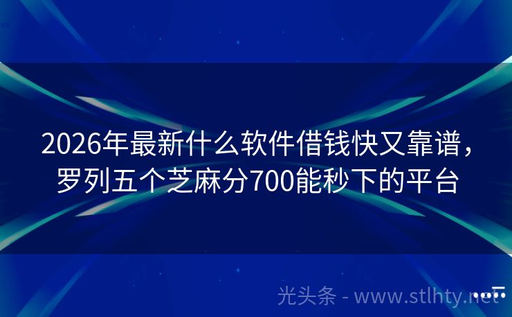 2026年最新什么软件借钱快又靠谱，罗列五个芝麻分700能秒下的平台