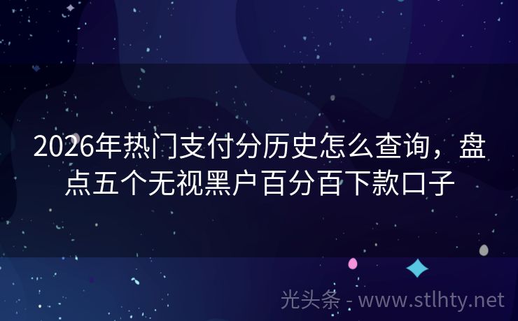 2026年热门支付分历史怎么查询，盘点五个无视黑户百分百下款口子