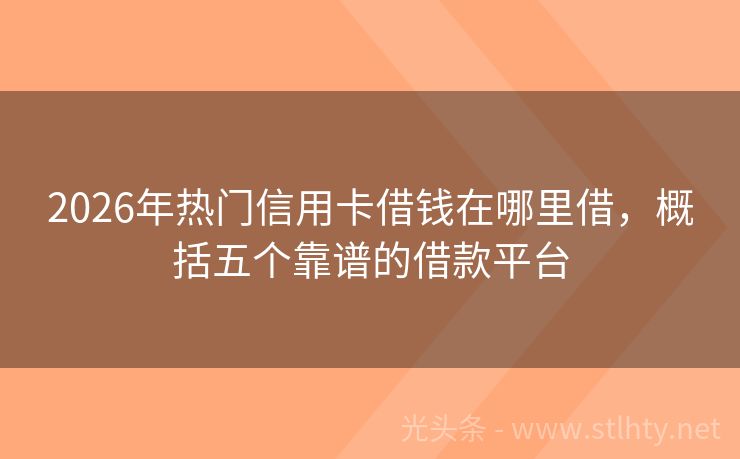 2026年热门信用卡借钱在哪里借，概括五个靠谱的借款平台