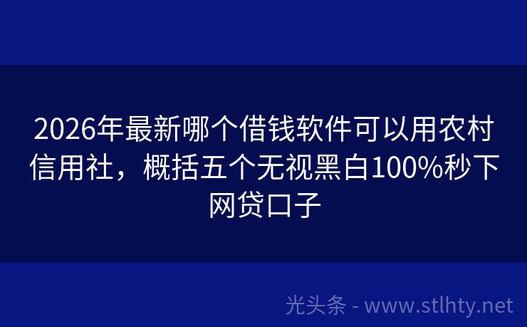 2026年最新哪个借钱软件可以用农村信用社，概括五个无视黑白100%秒下网贷口子
