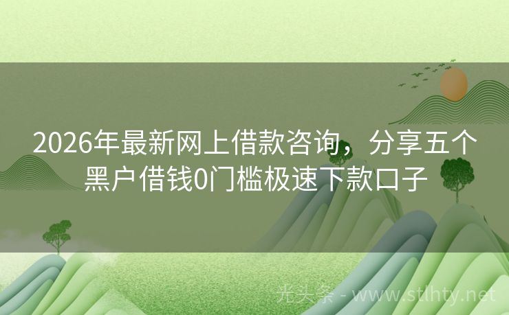 2026年最新网上借款咨询，分享五个黑户借钱0门槛极速下款口子