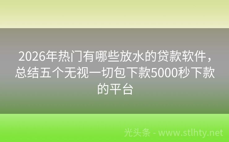 2026年热门有哪些放水的贷款软件，总结五个无视一切包下款5000秒下款的平台