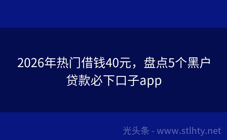 2026年热门借钱40元，盘点5个黑户贷款必下口子app