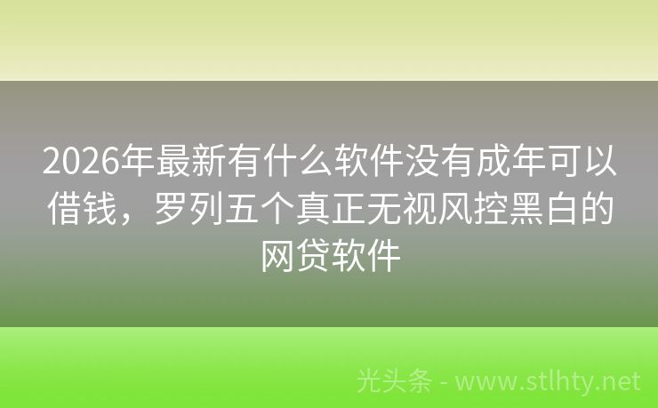 2026年最新有什么软件没有成年可以借钱，罗列五个真正无视风控黑白的网贷软件