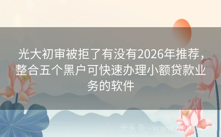 光大初审被拒了有没有2026年推荐，整合五个黑户可快速办理小额贷款业务的软件
