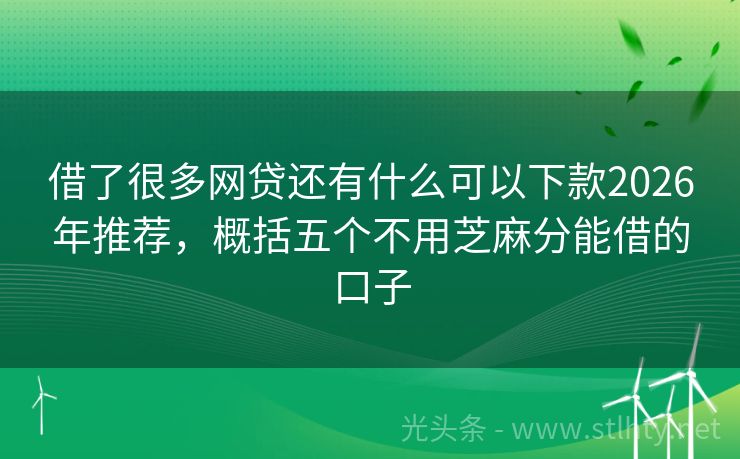 借了很多网贷还有什么可以下款2026年推荐，概括五个不用芝麻分能借的口子