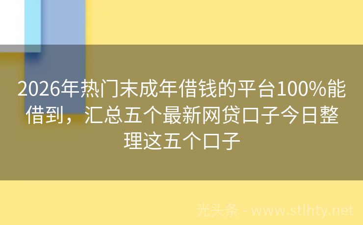 2026年热门末成年借钱的平台100%能借到，汇总五个最新网贷口子今日整理这五个口子