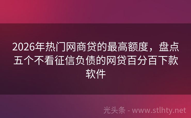 2026年热门网商贷的最高额度，盘点五个不看征信负债的网贷百分百下款软件