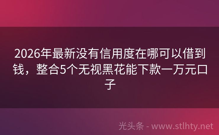 2026年最新没有信用度在哪可以借到钱，整合5个无视黑花能下款一万元口子