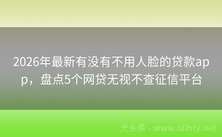 2026年最新有没有不用人脸的贷款app，盘点5个网贷无视不查征信平台