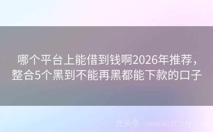 哪个平台上能借到钱啊2026年推荐，整合5个黑到不能再黑都能下款的口子