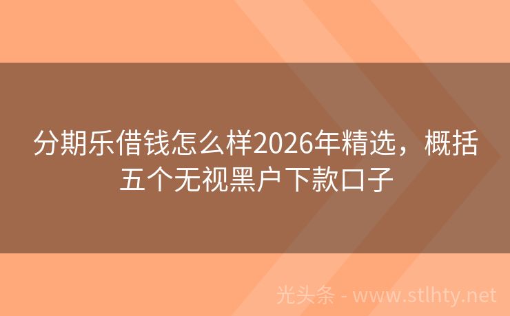 分期乐借钱怎么样2026年精选，概括五个无视黑户下款口子