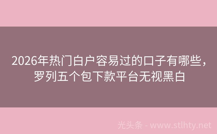 2026年热门白户容易过的口子有哪些，罗列五个包下款平台无视黑白