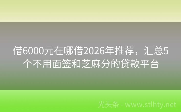 借6000元在哪借2026年推荐，汇总5个不用面签和芝麻分的贷款平台