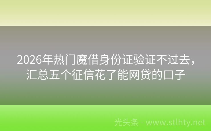2026年热门魔借身份证验证不过去，汇总五个征信花了能网贷的口子