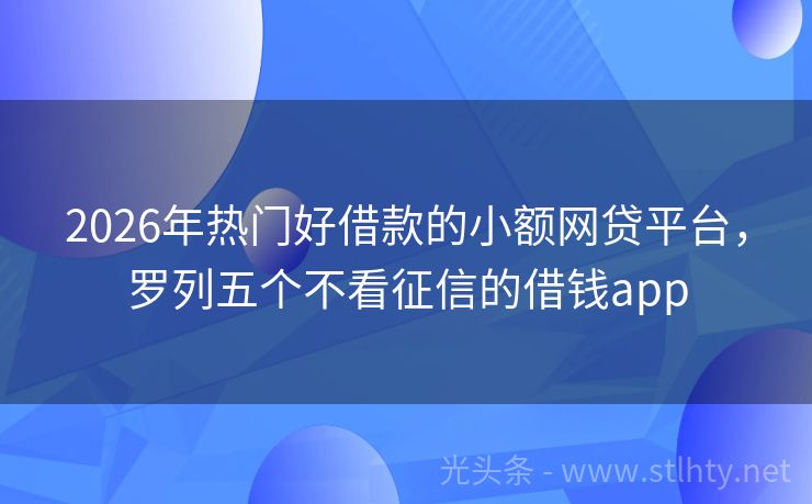 2026年热门好借款的小额网贷平台，罗列五个不看征信的借钱app