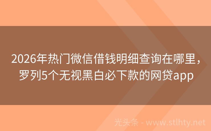 2026年热门微信借钱明细查询在哪里，罗列5个无视黑白必下款的网贷app