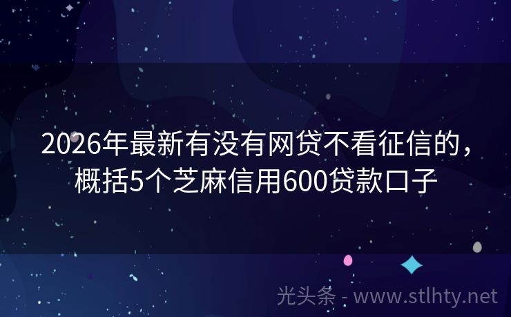 2026年最新有没有网贷不看征信的，概括5个芝麻信用600贷款口子