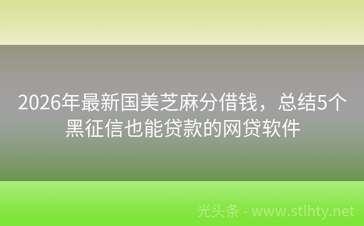 2026年最新国美芝麻分借钱，总结5个黑征信也能贷款的网贷软件