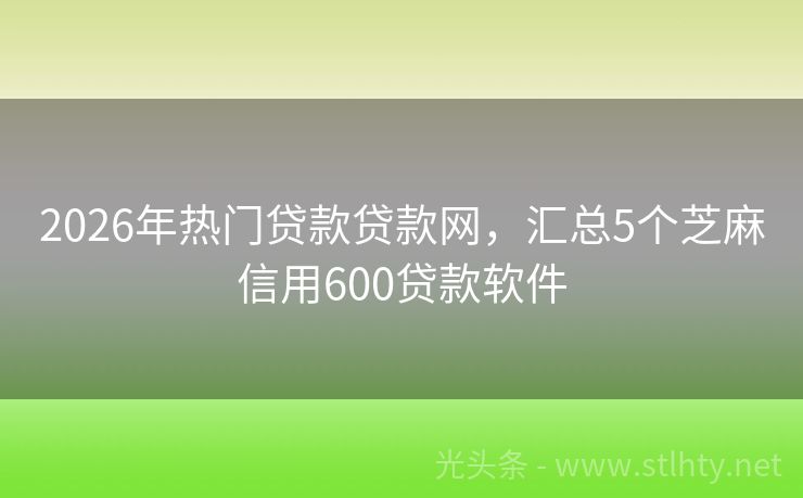 2026年热门贷款贷款网，汇总5个芝麻信用600贷款软件