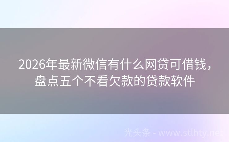 2026年最新微信有什么网贷可借钱，盘点五个不看欠款的贷款软件