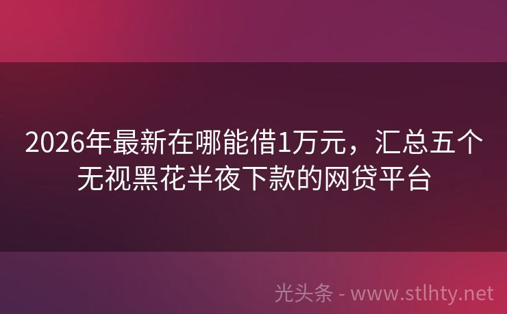 2026年最新在哪能借1万元，汇总五个无视黑花半夜下款的网贷平台