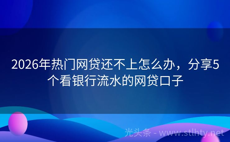 2026年热门网贷还不上怎么办，分享5个看银行流水的网贷口子