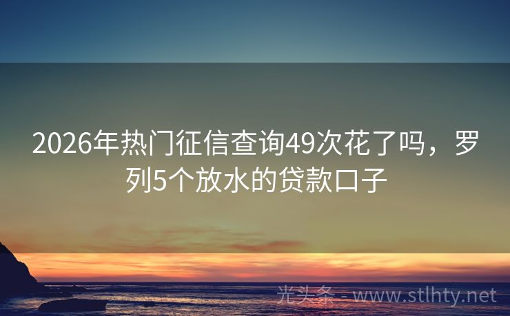 2026年热门征信查询49次花了吗，罗列5个放水的贷款口子