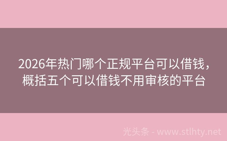 2026年热门哪个正规平台可以借钱，概括五个可以借钱不用审核的平台