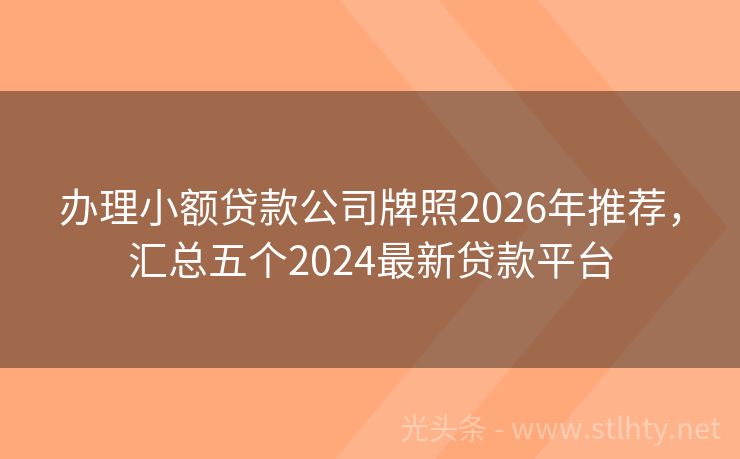 办理小额贷款公司牌照2026年推荐，汇总五个2024最新贷款平台