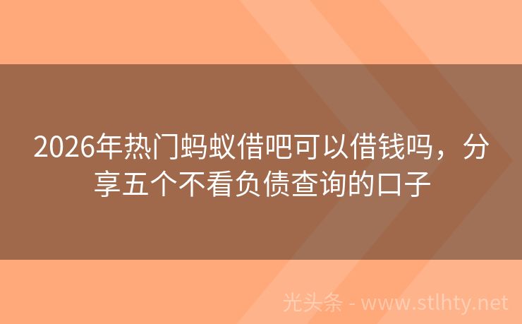 2026年热门蚂蚁借吧可以借钱吗，分享五个不看负债查询的口子