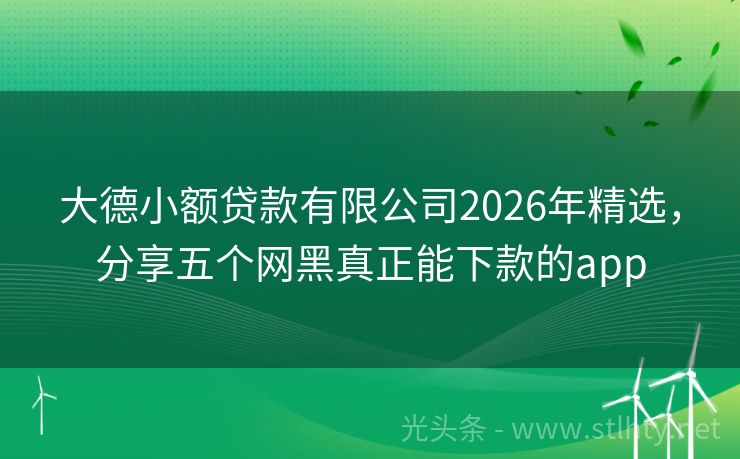 大德小额贷款有限公司2026年精选，分享五个网黑真正能下款的app