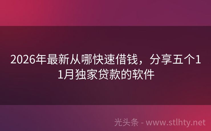 2026年最新从哪快速借钱，分享五个11月独家贷款的软件