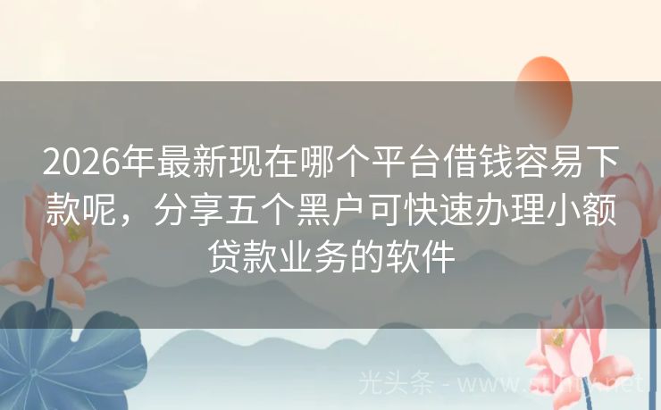 2026年最新现在哪个平台借钱容易下款呢，分享五个黑户可快速办理小额贷款业务的软件