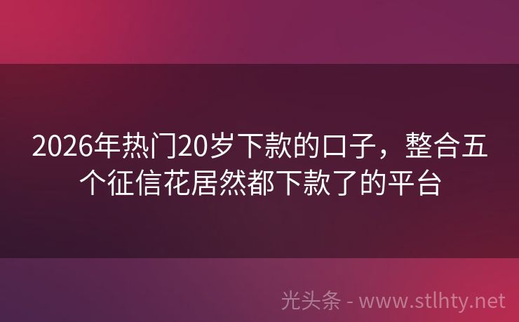 2026年热门20岁下款的口子，整合五个征信花居然都下款了的平台