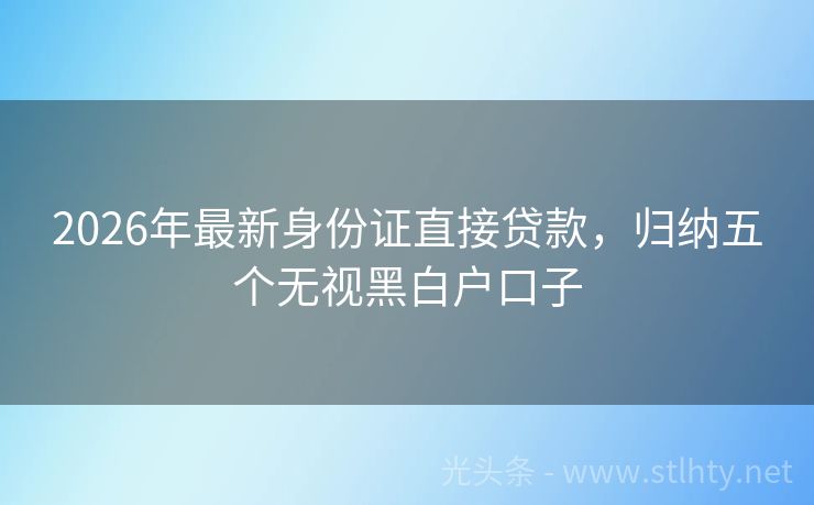 2026年最新身份证直接贷款，归纳五个无视黑白户口子